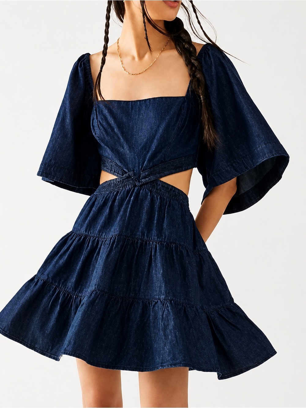 Free People Cross Of Sunlight denim mini dress, XS